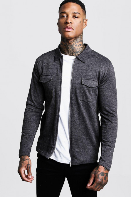 Jersey Utility Zip Overshirt