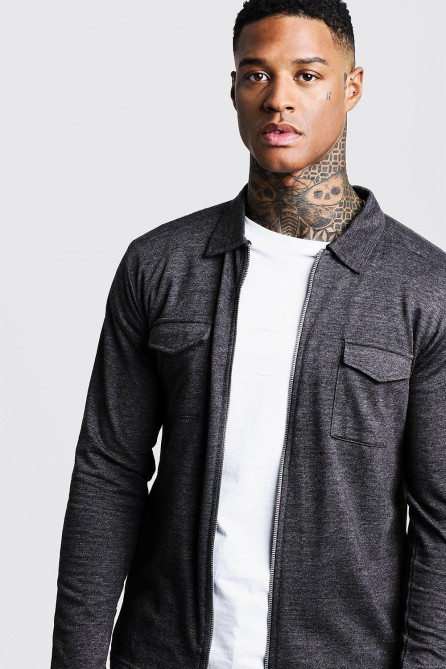 Jersey Utility Zip Overshirt
