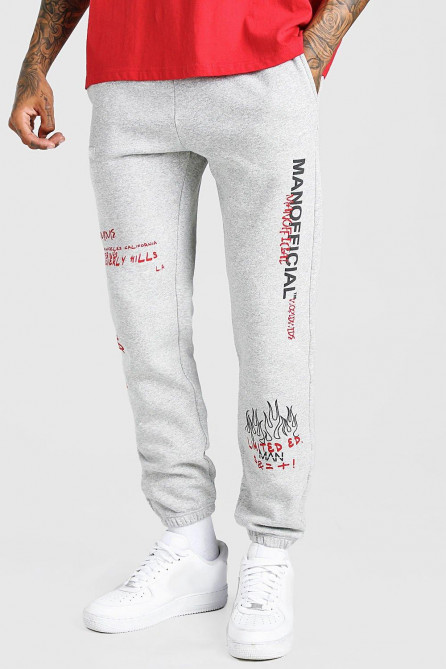  MAN Regular Fit Jogger With Graphic Print
