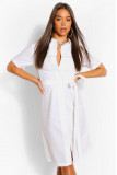 Cotton Belted Midi Shirt Dress